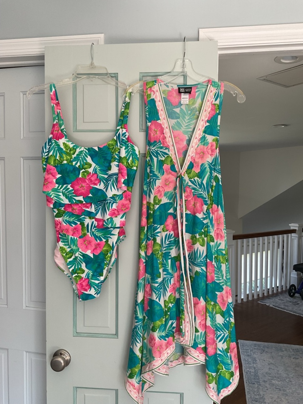 Coco Reef Pink & Teal Floral One-Piece Swimsuit with Matching Cover-Up